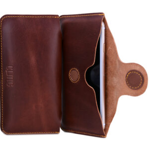 Minimalist Flip Genuine Leather Pouch with Tab Closure